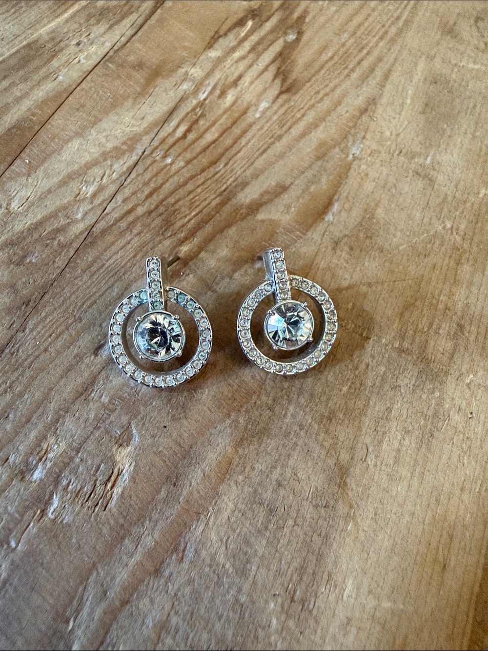 Swarovski Silver Crystal Double Halo Drop Earrings